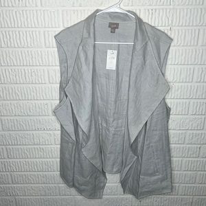 J.Jill Light Marble Linen Cascade front vest